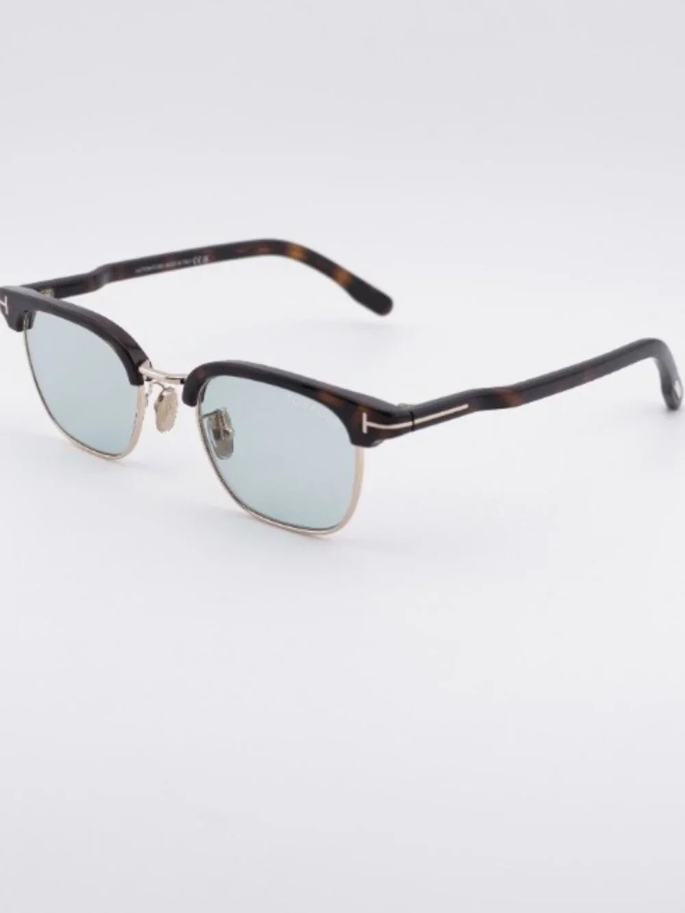 Tom Ford FT1119-D 52N Sunglasses Dark Havana Browline Frame, Green Lenses